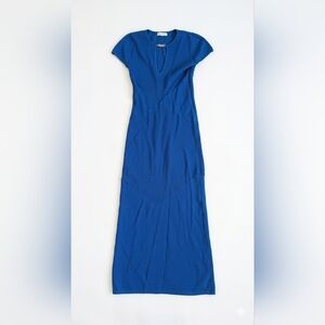 Zara Electric Blue V-Neck Maxi Dress